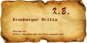 Kronberger Britta névjegykártya